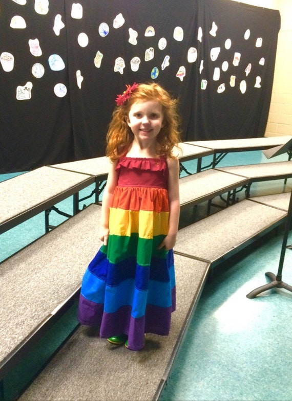 Rainbow Dress for Girls Rainbow Girls Dress Rainbow Maxidress Girls Rainbow Birthday Outfit Etsy UK