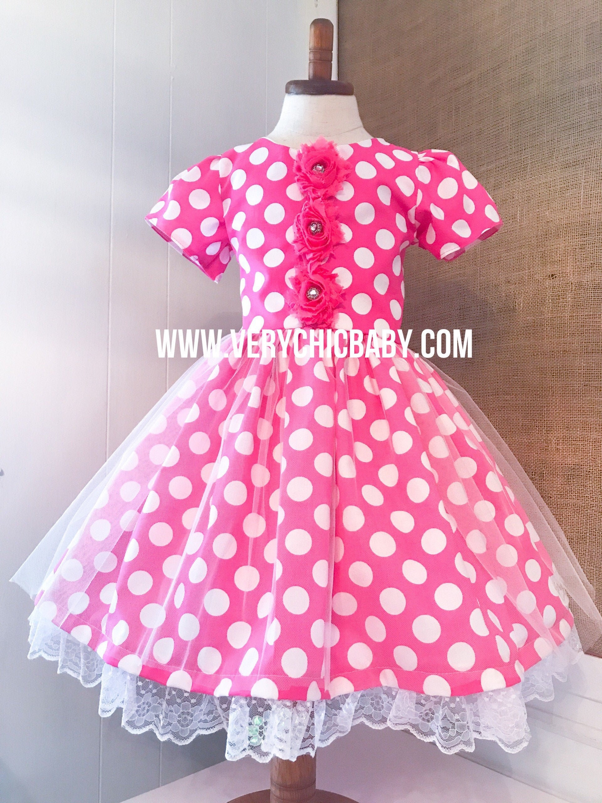 Minnie mouse pink deals polka dot dress