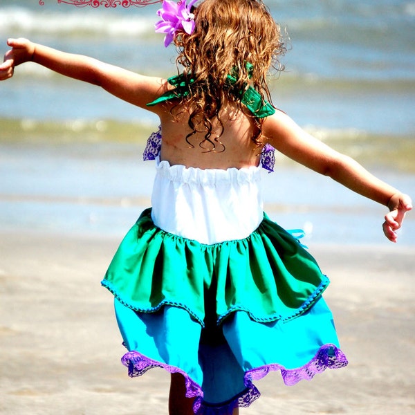 Vestido Ariel, vestido de sirena, traje de Ariel, traje de sirena, traje de cumpleaños de la sirenita, vestido de las niñas de la sirenita