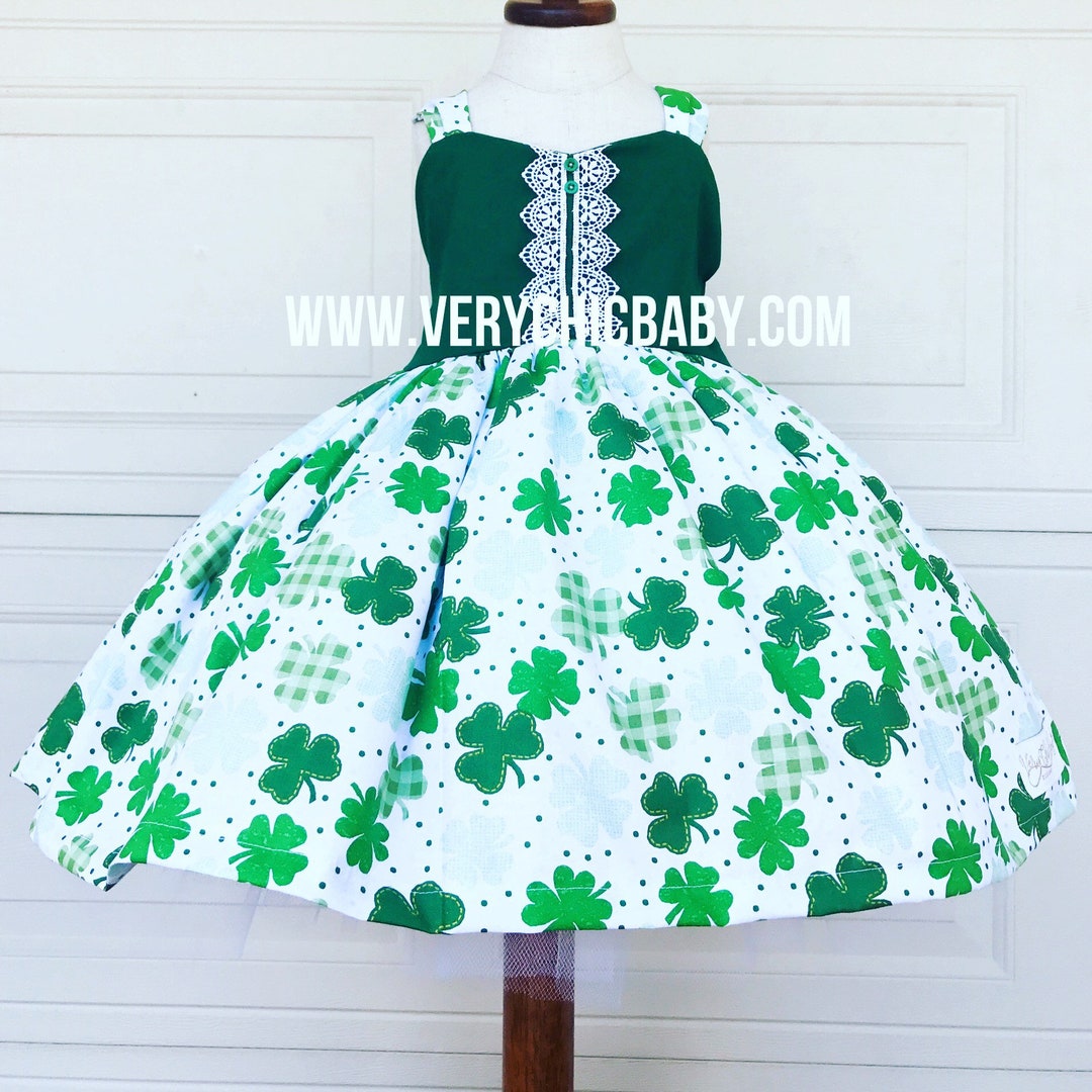 St Patricks Day Dress, Four Leaf Clover Skirt, Lace Detail - Etsy