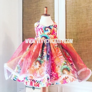 Tie Dye Dress, Tie Dye Dress Girls, Birthday Dress, Hippie Dress, Boho Dress, Coachella Dress, Rainbow Dress, Rainbow Birthday Dress,