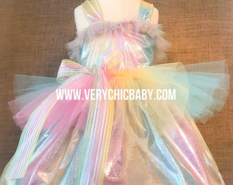 Vestido de arcoíris, vestido de unicornio, vestido de cumpleaños de arcoíris, vestido de cumpleaños de unicornio