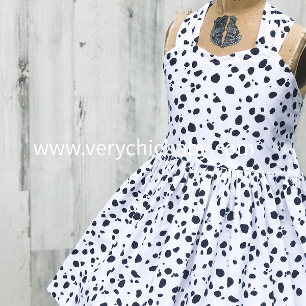 Vestito da dalmata per bambine, vestito con stampa di cuccioli, costume da animale per bambine, vestito da compleanno dalmata
