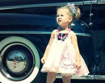 Abito barboncino, abito gonna barboncino, abito Sockhop, abito anni '50, abito Grease, abito Pink Ladies