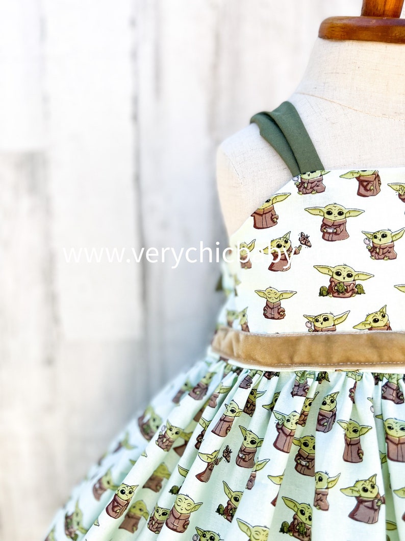 Baby Yoda Dress Grogu Dress Baby Yoda Birthday Dress Grogu Etsy