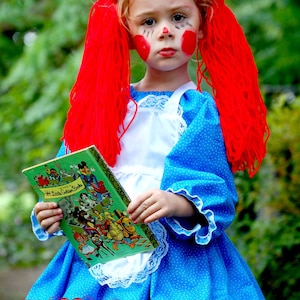 Raggedy Ann Doll Baby Ragdoll Costume Dress & Bow Dress Up Pageant Halloween Doll