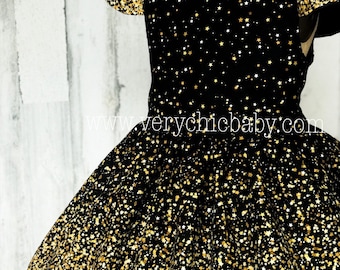 Falling Stars Dress, Girls Birthday Dress, Gold Dress, Space Dress - Etsy Falling Stars Dress, Girls Birthday Dress, Gold Dress, Space Dress - Etsy