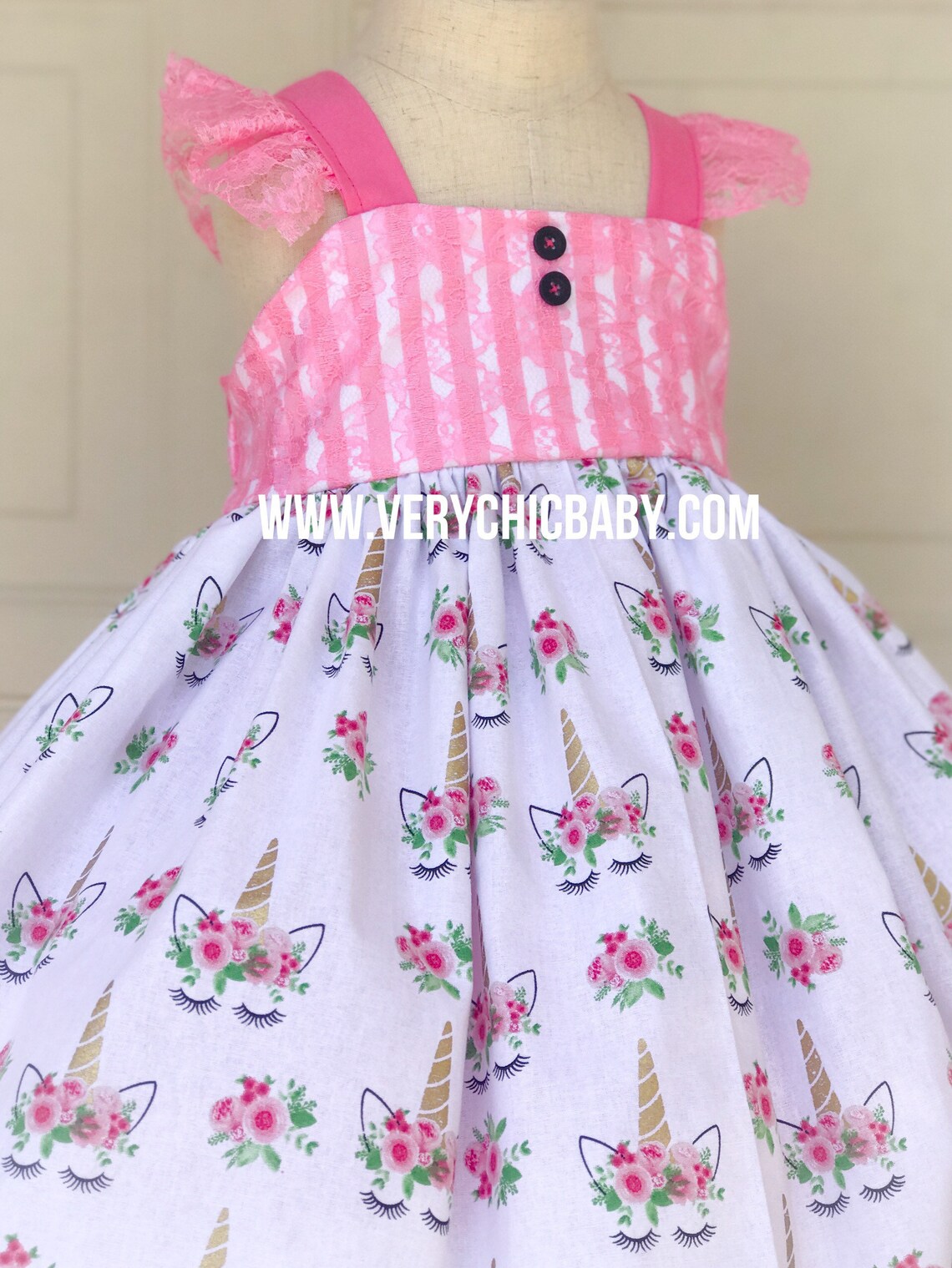 Terry Stuff Mid-Season  Dress For Baby Girl In Unicorn Print