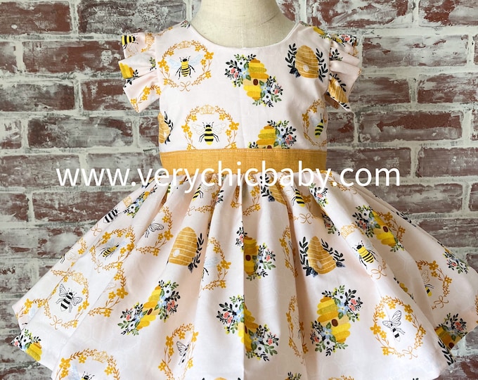BABIES RUFFLE HEM DRESS QUEENS BEE HIVE main image 1