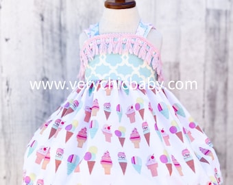 Ice Cream Birthday Dress for Girls, Sweet Treat Party Dress, Ice Cream Social Dress, Summer Twirl Dress, Candyland Birthday Outfit