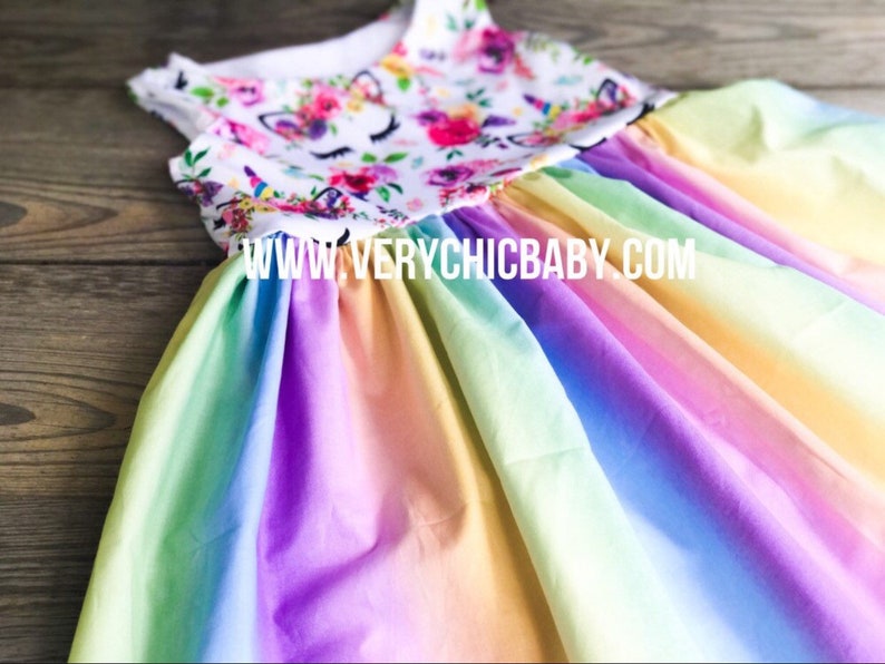 girls rainbow unicorn dress