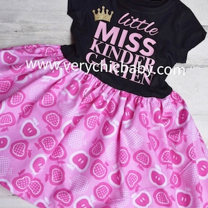 Back to School Dress | Sizes  from 4t to size 8. PreK to 3rd Grade | Pink Apples Back to School Dress | First Day of School Dress.
