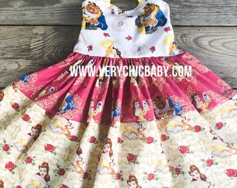 Belle dress, Belle Birthday Party Dress,Beauty and the Beast, belle costume, handmade belle dress, princess dress, belle birthday dress