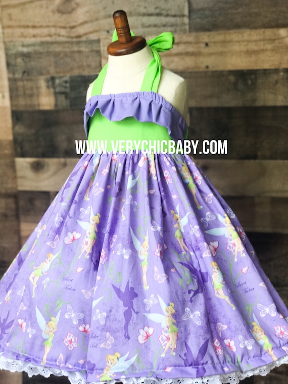 tinkerbell birthday party dress Tinkerbell tutu set-Tinkerbell outfit-Tinkerbell dress  Pink Toes & Hair  Bows