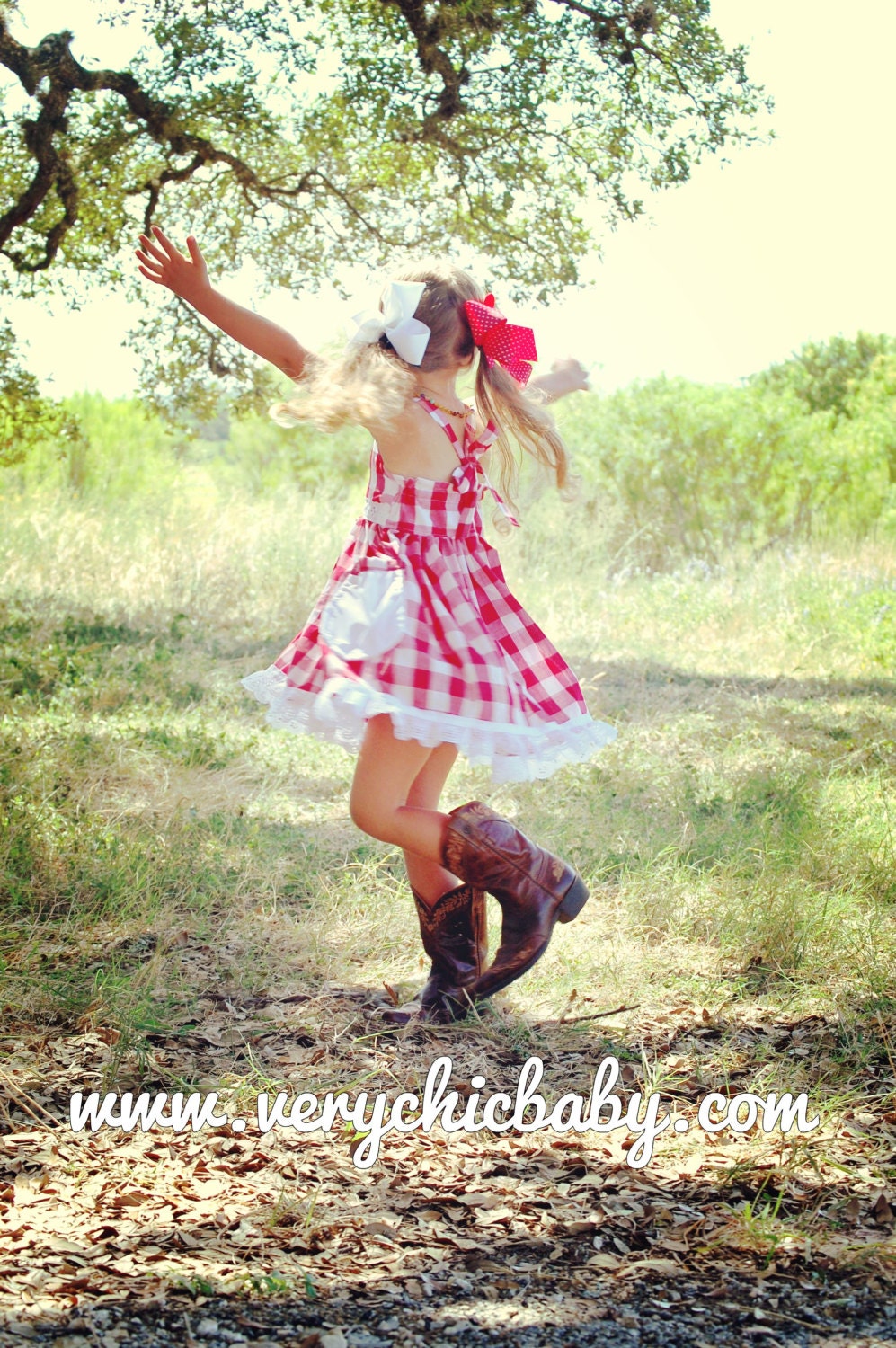 Girls red gingham dress discount