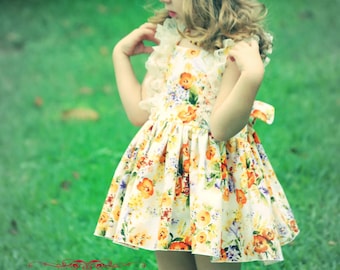 Floral Girls Dress, Shabby Chic Lace Ruffle, Custom Boutique