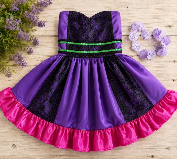 Mal Inspired Dress for Girls, Descendants Inspired Costume, Purple Twirl Dress, Boutique Halloween Dress, Birthday Outfit, Descendants