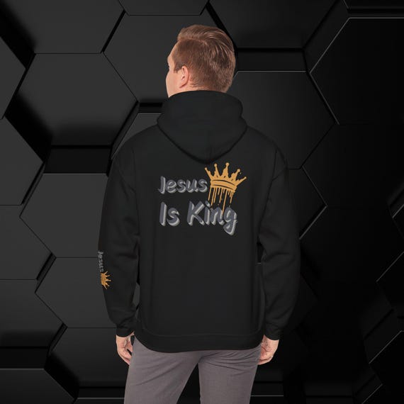 Felpa con cappuccio religiosa cristiana Jesus Is King Heavy Blend