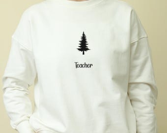 Christmas Tree Teacher Sweatshirt: Minimalist Holiday Crewneck