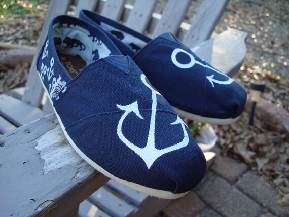 Items similar to anchors painted on TOMS shoes only for Tricia Campbell ...