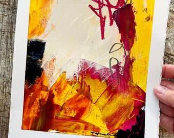 Fire Licks Acrylic Abstract on Mixed Media Paper