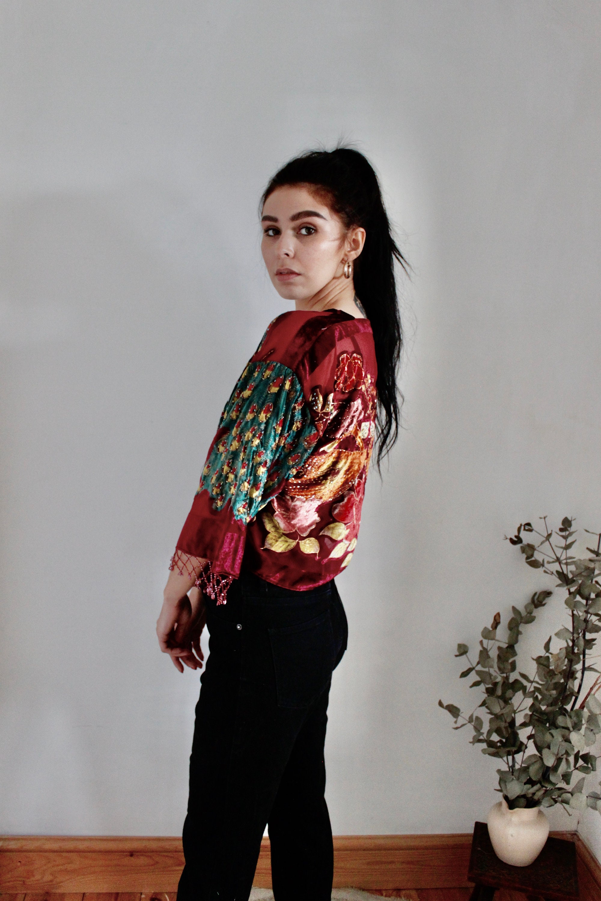 Image of Beaded Peacock Kimono