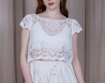 Lace Bridal Top, Sustainable Lace Top, Vintage Lace Top