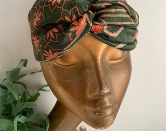 Silk Vintage Twisted Floral Headband, Sustainable Fabric Headband