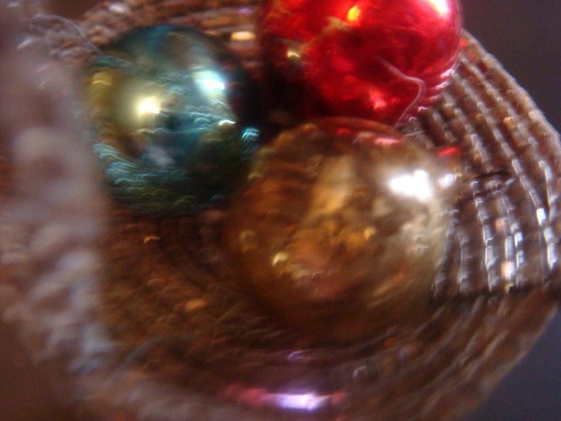 Beaded Bird Nest Ornament Vintage Christmas