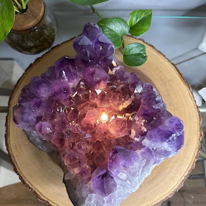 Natural Amethyst Geode Oil Lamp | Handcrafted Rock Candle | Healing Crystal | Home Decor | Unique Gift for Meditation & Relaxation