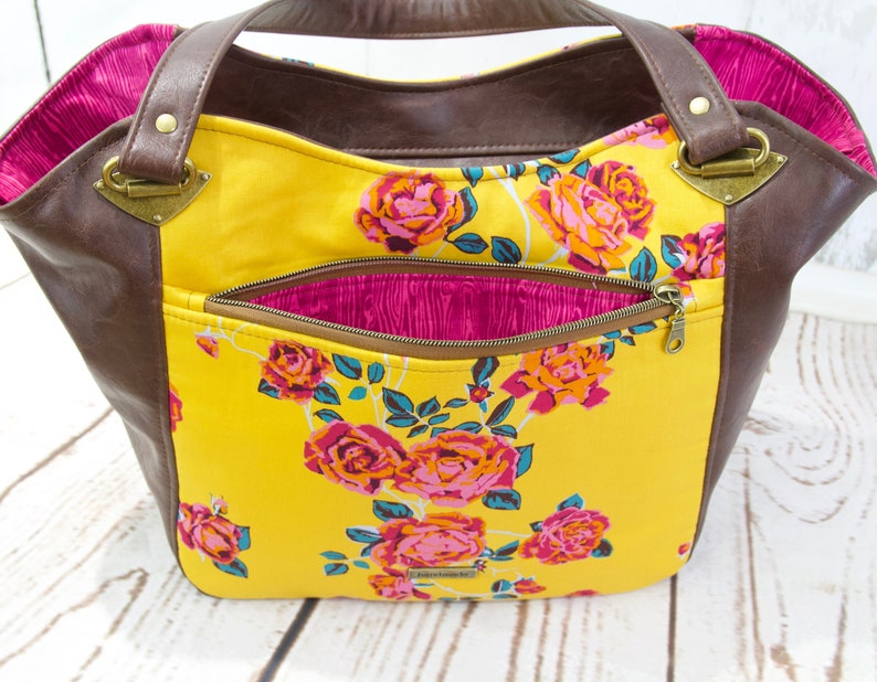 women/'s bag yellow purse anna maria horner bag Zippered shoulder bag zippered purse zippered tote bag women/'s purse floral purse