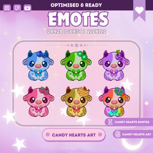 Emotki Chibi dla Streamerów | Emotki Kawaii Cow | Inspirowany projekt | Zgodność z Twitch i Discord