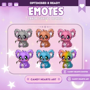Chibi Emotes for Streamers | Kawaii Koala Emotes | Koala Australian Design | Twitch & Discord Compatible