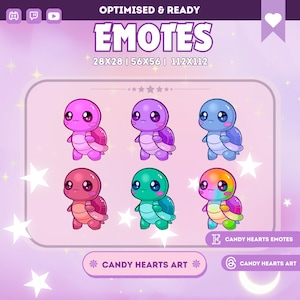 Chibi Emotes for Streamers | Kawaii Turtle Emotes | Inspired Design | Twitch & Discord Compatible