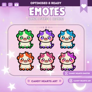 Emotki Chibi dla Streamerów | Emotki Kawaii Cow | Inspirowany projekt | Zgodność z Twitch i Discord