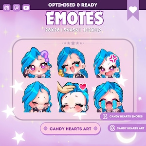 Chibi Emotes for Streamers | League of Legends Fan Art | Jinx Inspired Design | Twitch & Discord Compatible