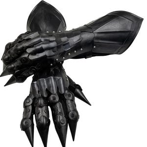 Medieval Nazgul Black Etched Steel Gauntlets: Hand Armor Gloves image 1