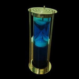 Nautical Brass Hourglass: Blue Liquid Sand Timer, 2-Minute