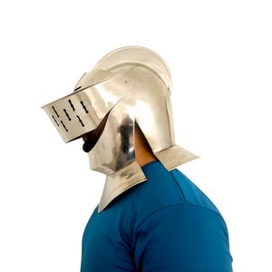 Medieval Knight Crusader Helmet: 20 Gauge Steel, LARP Costume Armor image 4