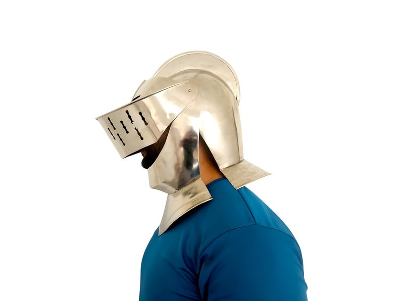 Medieval Knight Crusader Helmet: 20 Gauge Steel, LARP Costume Armor image 4
