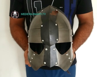 Handmade 18-Gauge Steel Crusader Helmet – Medieval Knight Helm