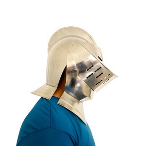 Medieval Knight Crusader Helmet: 20 Gauge Steel, LARP Costume Armor image 5