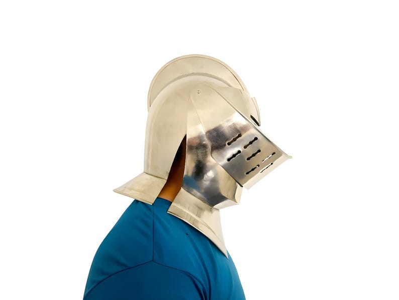 Medieval Knight Crusader Helmet: 20 Gauge Steel, LARP Costume Armor image 5