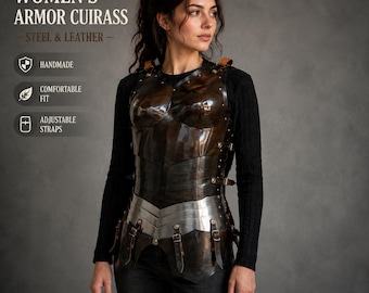Medieval Steel Cuirass Armor Breastplate – Handmade Knight Chest Armor with Leather Straps – LARP Costume, Renaissance Reenactment, Gothic