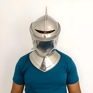 Medieval Knight Crusader Helmet: 20 Gauge Steel, LARP Costume Armor image 10