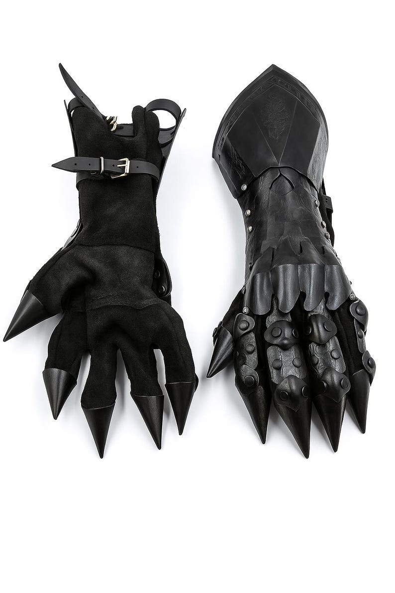 Medieval Nazgul Black Etched Steel Gauntlets: Hand Armor Gloves image 3