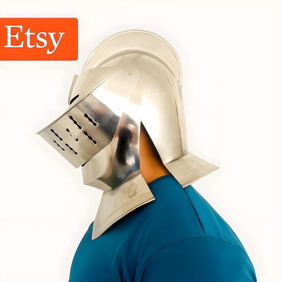 Medieval Knight Crusader Helmet: 20 Gauge Steel, LARP Costume Armor