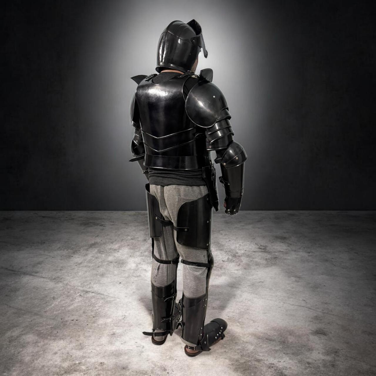 Black Knight Full Armor Suit With Cape – Gothic Steel Plate Costume for ...