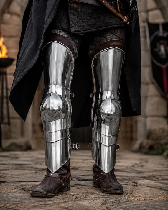 Handmade Steel Knight Leg Armor Greaves | Medieval Gothic Shin Guards, Cosplay Costume