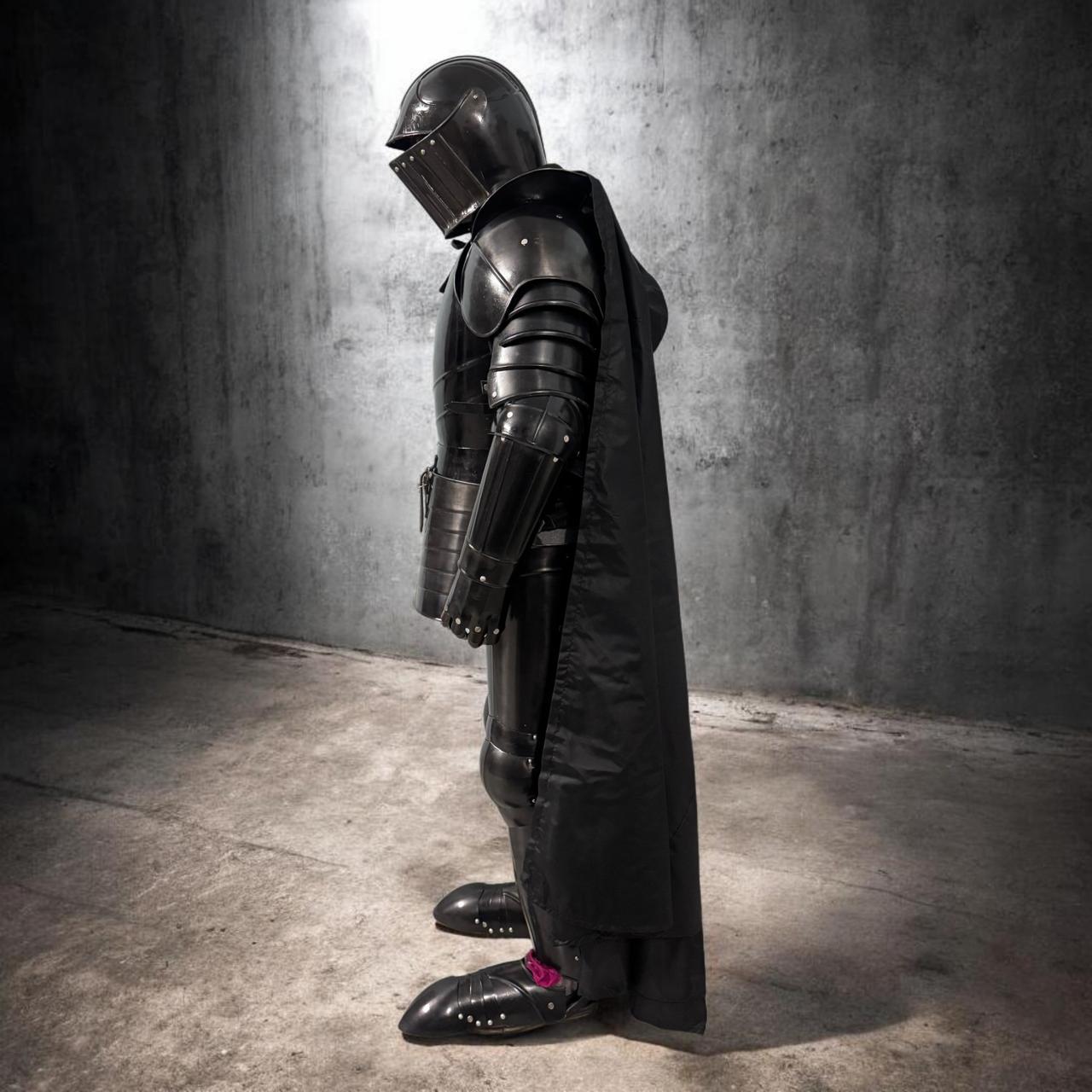 Black Knight Full Armor Suit With Cape – Gothic Steel Plate Costume for ...